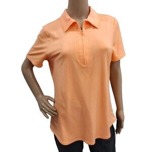 Jofit Women's Medium Orange Peach 1/4 Zip Golf Polo Shirt Pickle Ball Top